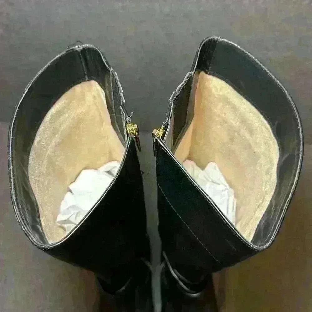 Michael Kors Women's Bryce Tall Boot Black Leather Zip Up Riding Boots Size 10. - Picture 9 of 14